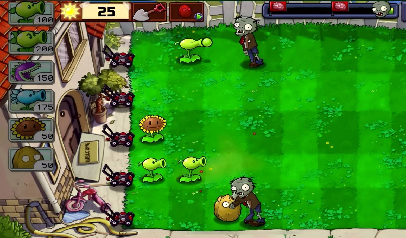 The zombie has a bucket head! What's your plan?